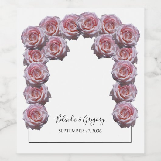 Hellrosa Rose Hochzeit Weinetikett (Einzelnes Label)