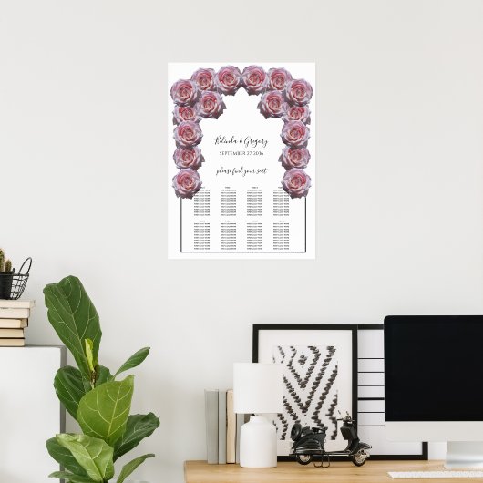 Hellrosa Rose Hochzeitstabelle Poster (Heimbüro)