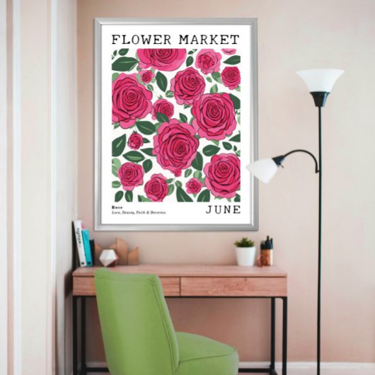 Hellrosa Rose im Blumenmarkt Juni Blume Poster