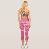 Hellrosa Rose Imitate Glitzern Glitzer Capri Leggings (Rückseite)