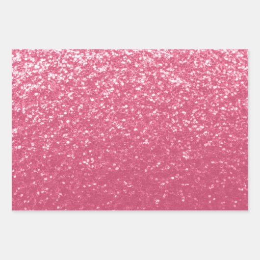 Hellrosa Rose Imitate Glitzern Glitzer Geschenkpapier Set (Vorderseite)