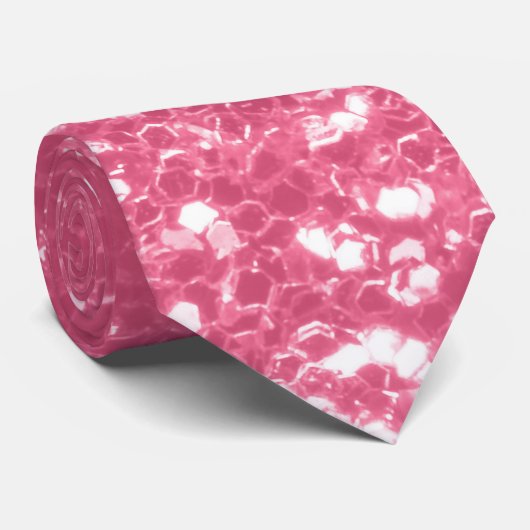 Hellrosa Rose Imitate Glitzern Glitzer Krawatte (Gerollt)