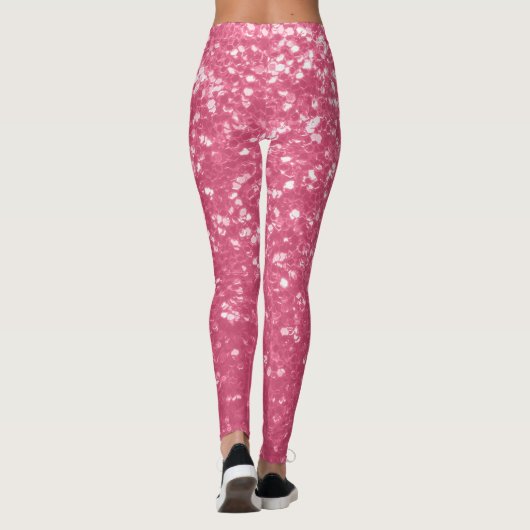 Hellrosa Rose Imitate Glitzern Glitzer Leggings (Rückseite)