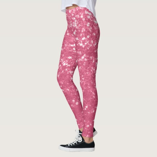 Hellrosa Rose Imitate Glitzern Glitzer Leggings (Links)