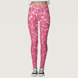 Hellrosa Rose Imitate Glitzern Glitzer Leggings