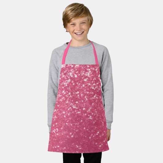 Hellrosa Rose Imitate Glitzern Glitzer Schürze (Getragen)