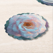 Hellrosa Rose mit Tau Untersetzer (angewinkelt)