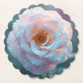 Hellrosa Rose mit Tau Untersetzer (Vorderseite)