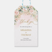 Hellrosa Rose Moderne Kalligraphie Hochzeit Geschenkanhänger (Rückseite)