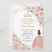 Hellrosa Rose Quinceanera Sweet 16 Einladung (Vorderseite)