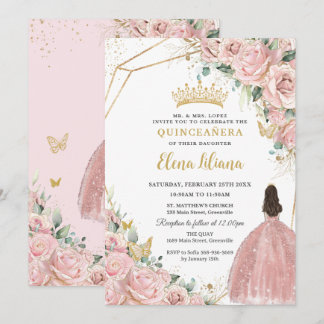 Hellrosa Rose Quinceanera Sweet 16 Einladung