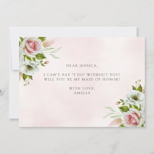 Hellrosa Rose werden Sie meine Trauzeugin sein (Rückseite)