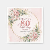 Hellrosa Roségold Blumen 80. Geburtstag Servietten (Vorderseite)