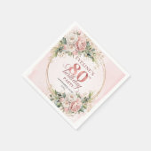 Hellrosa Roségold Blumen 80. Geburtstag Servietten (Ecke)