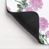 Hellrosa Rosen-Blumenmuster auf Weiß Mousepad (Ecke)