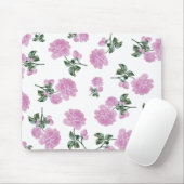 Hellrosa Rosen-Blumenmuster auf Weiß Mousepad (Mit Mouse)