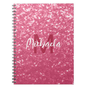 Hellrosa Rosen-Imitat-Sparkles-Glitter-Monogramm Notizblock