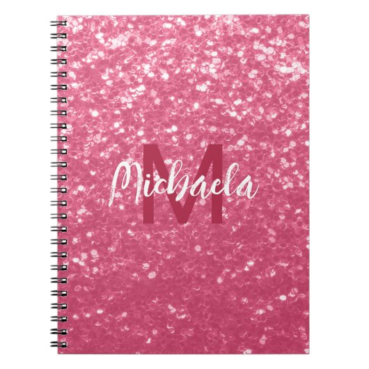 Hellrosa Rosen-Imitat-Sparkles-Glitter-Monogramm Notizblock (Vorderseite)