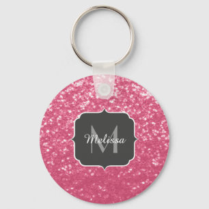 Hellrosa Rosen-Imitat-Sparkles-Glitter-Monogramm Schlüsselanhänger