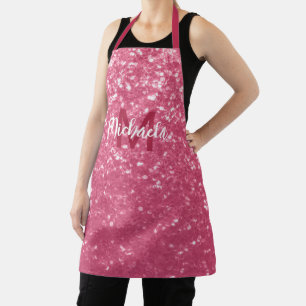 Hellrosa Rosen-Imitat-Sparkles-Glitter-Monogramm Schürze
