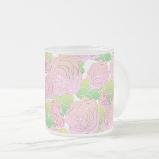 Hellrosa Rosen Mattglastasse (VorderseiteRechts)
