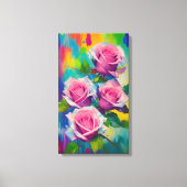 Hellrosa Rosen Moderne digitale Ölgemälde Kunst Leinwanddruck (Vorderseite)
