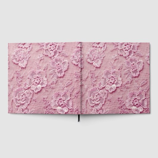 Hellrosa Rosen-Spitzen-Look Gästebuch (Voll)