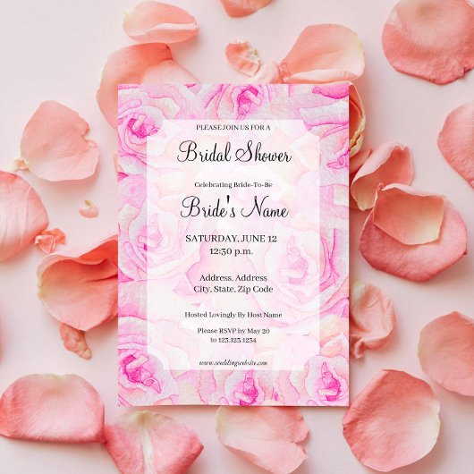 Hellrosa Roses Bridal Dusche Einladung
