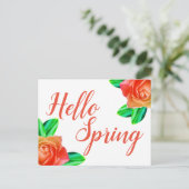 Hellrosa Roses Hallo Frühling Postkarte (Stehend Vorderseite)
