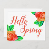 Hellrosa Roses Hallo Frühling Postkarte (Vorne/Hinten)
