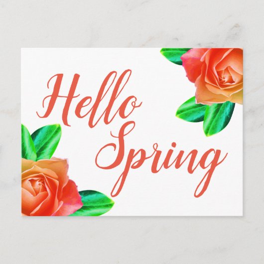 Hellrosa Roses Hallo Frühling Postkarte (Vorderseite)