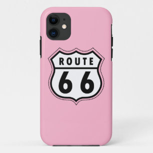 Hellrosa Route 66 Straßenschild iPhone 11 Hülle