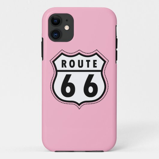 Hellrosa Route 66 Straßenschild Case-Mate iPhone Hülle (Rückseite)