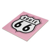 Hellrosa Route 66 Straßenschild Fliese (Seite)