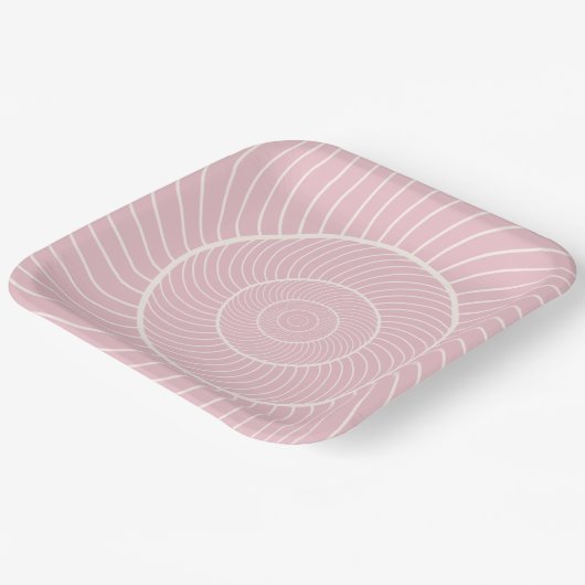 Hellrosa Sahne, SpiralSchnecke Fibonacci-Sequenz p Pappteller (Gewinkelt)