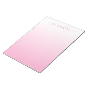 Hellrosa sanfter Farbverlauf Girly-Signatur Notizblock