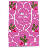 Hellrosa Scallop Tile Weihnachtsvorstellungen Mittlere Geschenktüte (Vorderseite)