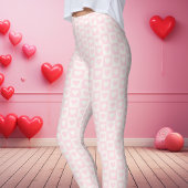Hellrosa Schachbrett-Herz Valentinstag Leggings