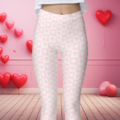 Hellrosa Schachbrett-Herz Valentinstag Leggings