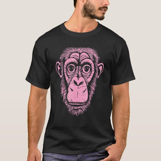 Hellrosa Schimpansenreifen Nicht Affe Niedlicher S T-Shirt (Vorderseite)