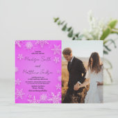 Hellrosa Schnee Hochzeitseinladungen mit Foto Einladung (Stehend Vorderseite)