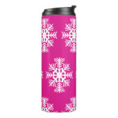 Hellrosa Schneeflocken Thermalkaffee Tumbler Thermosbecher (Nach links gedreht)