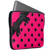 Hellrosa schwarzer Polka-Dot-Laptop-Ärmel Laptopschutzhülle (Vorne Rechts)
