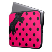 Hellrosa schwarzer Polka-Dot-Laptop-Ärmel Laptopschutzhülle (Vorderseite Links)