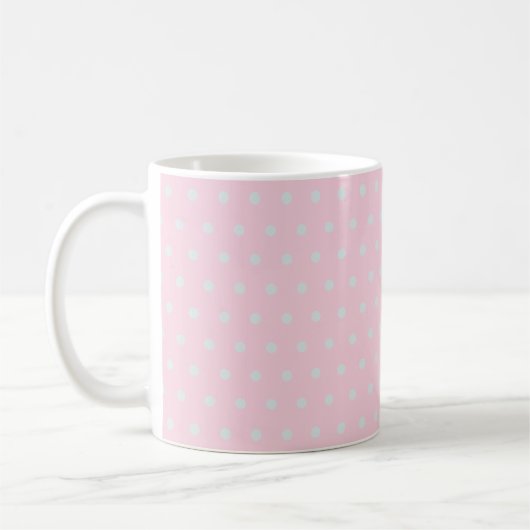 Hellrosa Sehr hellgraue blaue Polka-Punkte Kaffeetasse (Links)