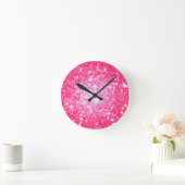 Hellrosa Stars Runde Wanduhr (Zuhause)