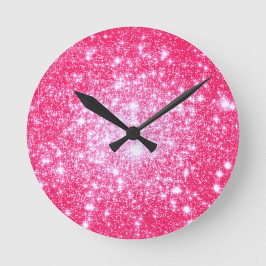 Hellrosa Stars Runde Wanduhr (Vorderseite)