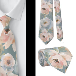 Hellrosa staubblau Rosen Florale Krawatten