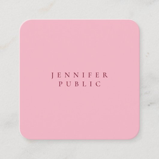 Hellrosa Stilvoll Minimalistischer Schlichter Luxu Quadratische Visitenkarte (Vorderseite)