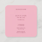 Hellrosa Stilvoll Minimalistischer Schlichter Luxu Quadratische Visitenkarte (Rückseite)